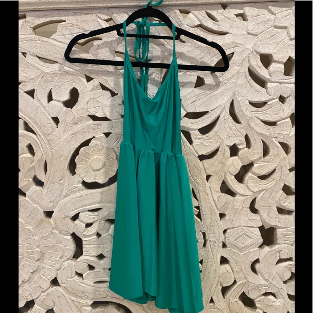 Nylon aquamarine figure skater dress